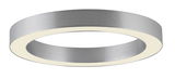 Moderne LED-Deckenleuchte in silberner Ringform, seitliche Perspektive