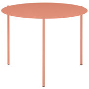 Runder Beistelltisch in Korallenfarbe, seitliche Perspektive