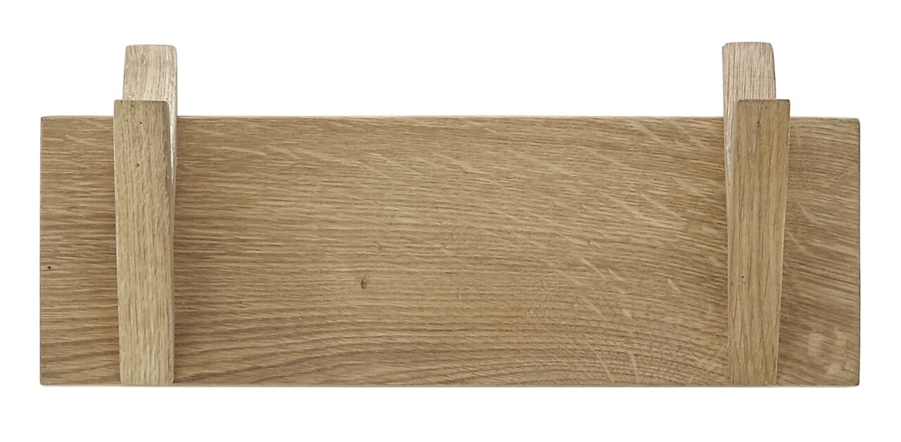 Holz-Hakenleiste mit zwei Haken, frontal betrachtet