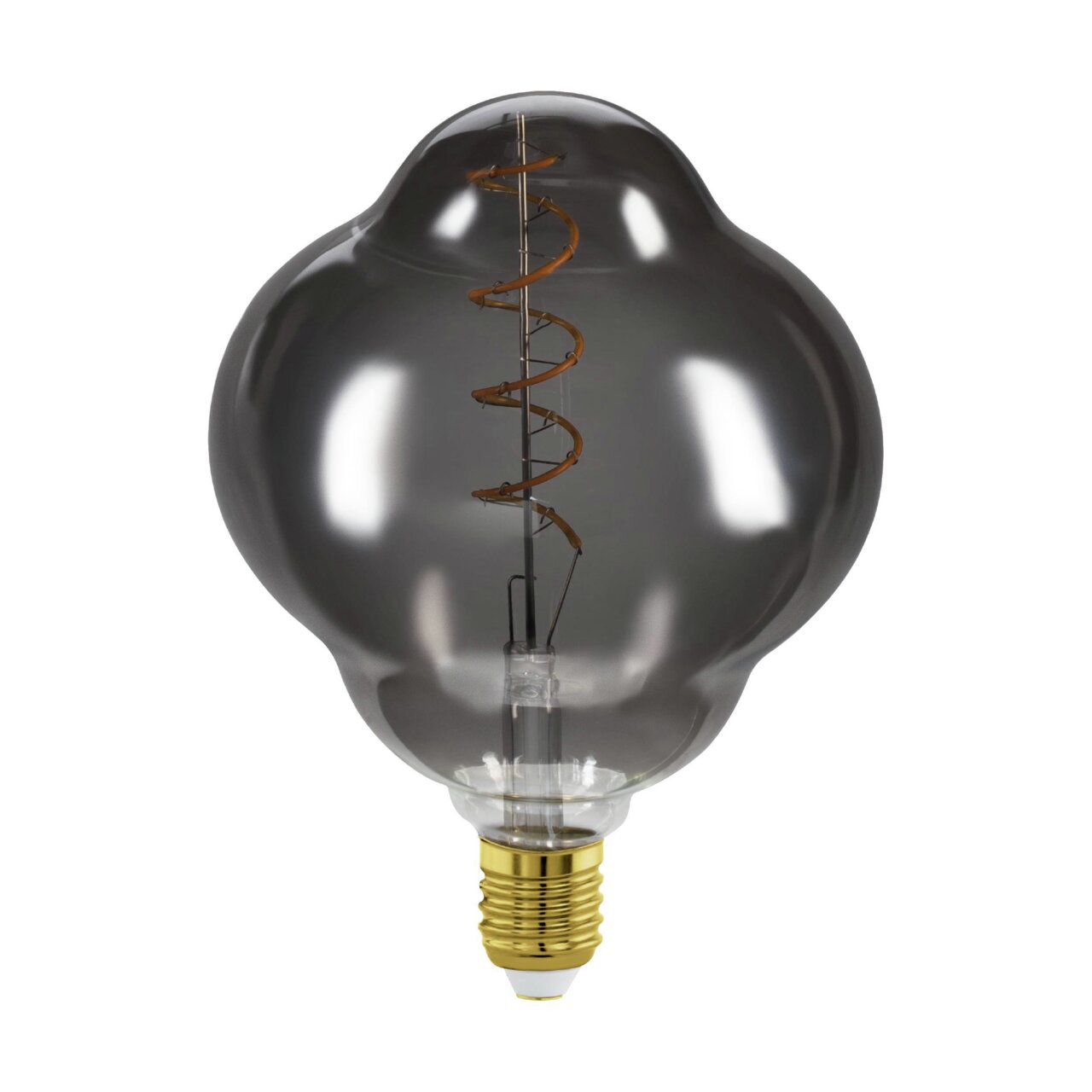 Glühbirne mit spiralförmigem Filament, seitliche Perspektive