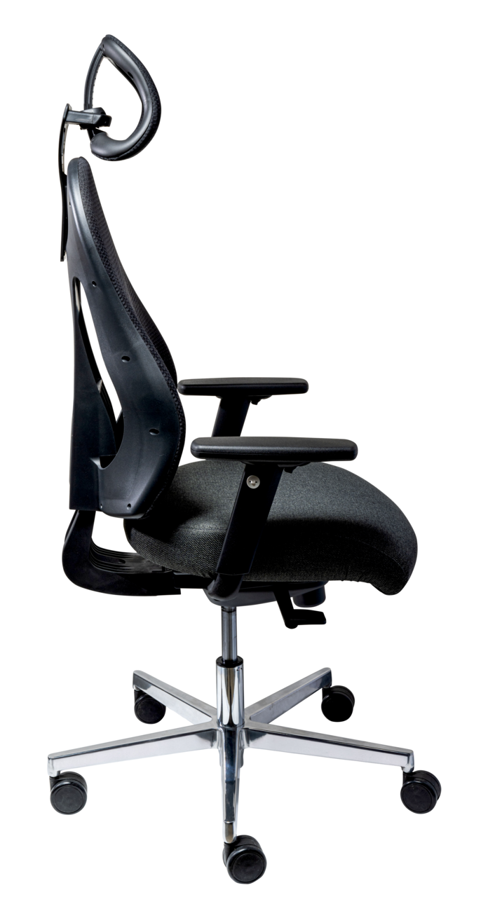 Ergonomischer Drehstuhl mit Kopfstütze, Seitenansicht
