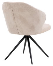 Rückansicht eines beigen Armlehnstuhls mit schwarzem Metallgestell, Modell Dieter Knoll Armlehnstuhl ROXY.