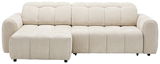 Beige Longchair-Kombination mit linker Chaiselongue und rechter Zweisitzer, Vorderansicht
