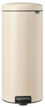 Beiger Brabantia Treteimer, zylindrische Form, Frontalansicht