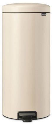 Beiger Brabantia Treteimer, zylindrische Form, Frontalansicht