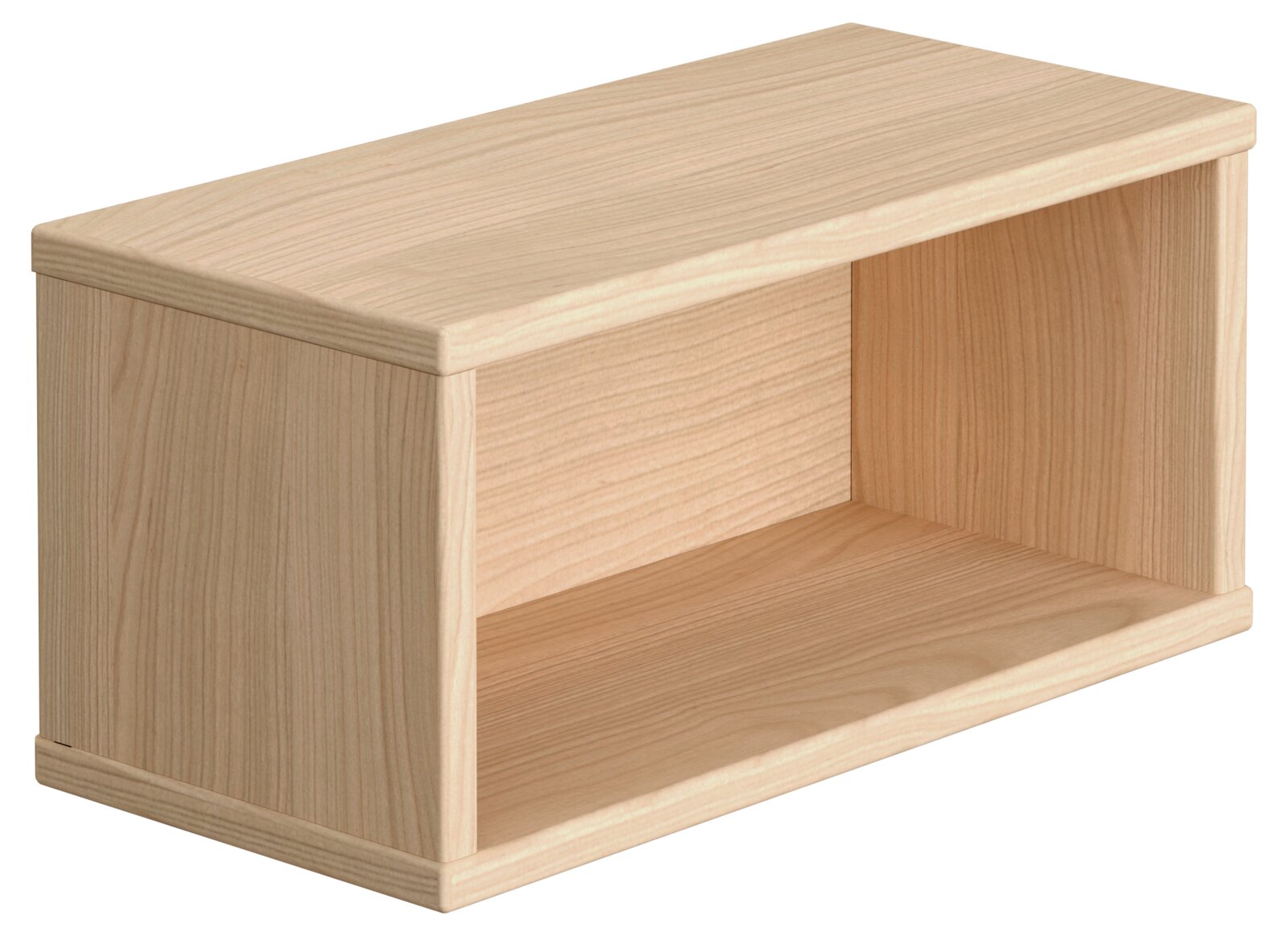 Rechteckige Wandbox aus hellem Holz, perspektivisch von vorne links betrachtet.