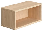 Rechteckige Wandbox aus hellem Holz, perspektivisch von vorne links betrachtet.