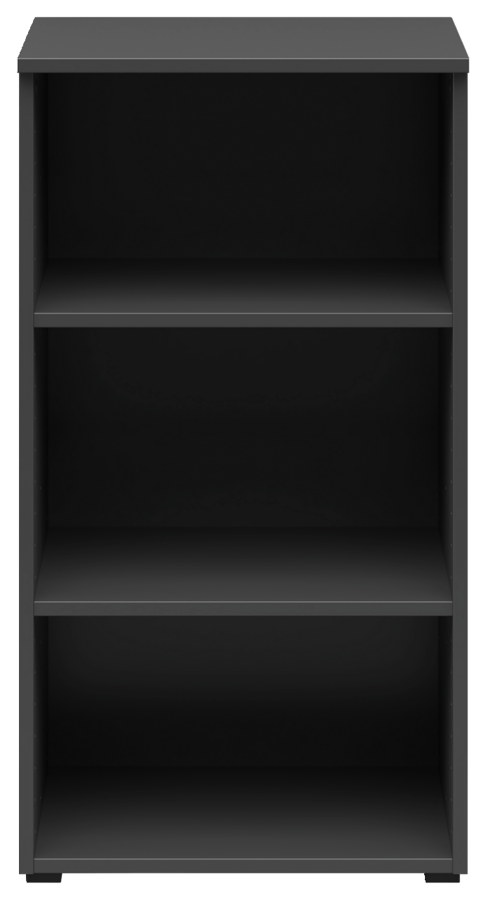 Carryhome Regal MULTISTAURAUM Schwarzes Regal mit drei offenen Fächern, frontale Ansicht