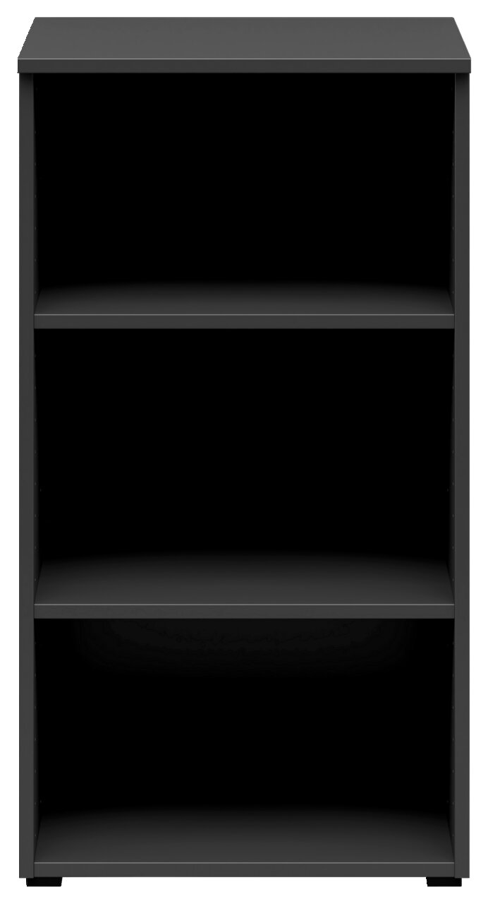 Carryhome Regal MULTISTAURAUM Schwarzes Regal mit drei offenen Fächern, frontale Ansicht