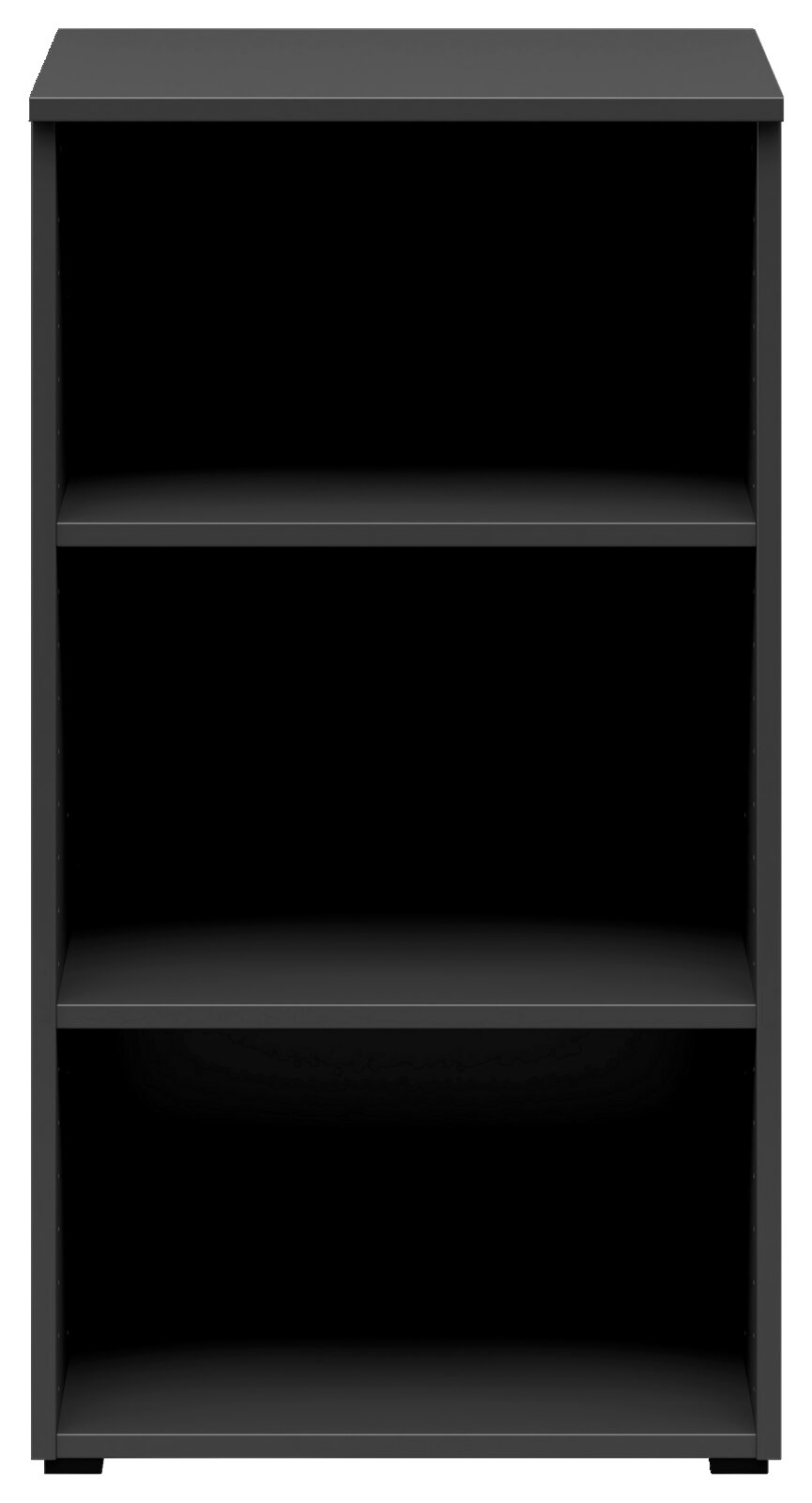 Carryhome Regal MULTISTAURAUM Schwarzes Regal mit drei offenen Fächern, frontale Ansicht