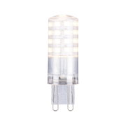 LED Leuchtmittel in Frontalansicht mit klarer, zylindrischer Form und sichtbaren LED-Dioden.