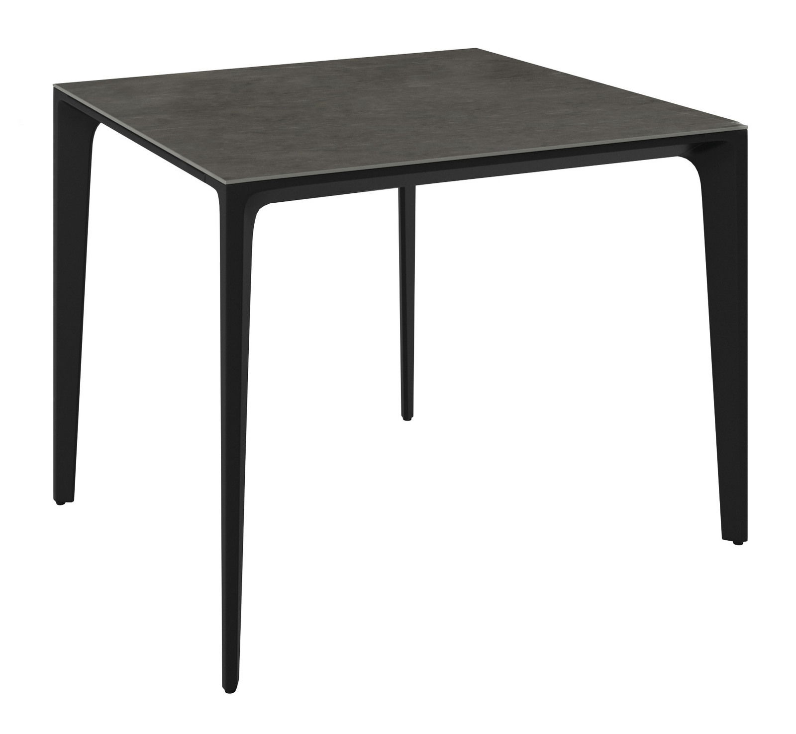 Dieter Knoll Gartentisch PATAGONA Moderner quadratischer Gartentisch aus dunklem Material, seitliche Perspektive