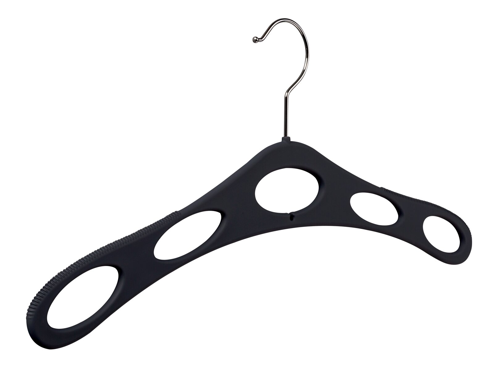 Pieper Kleiderbügel EYE Schwarzer Kleiderbügel mit runden Aussparungen, seitliche Perspektive