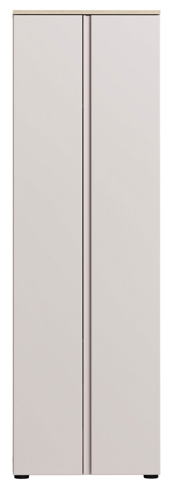 Moderner Garderobenschrank in heller Farbe, Frontalansicht