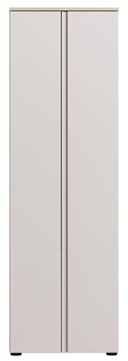 Moderner Garderobenschrank in heller Farbe, Frontalansicht