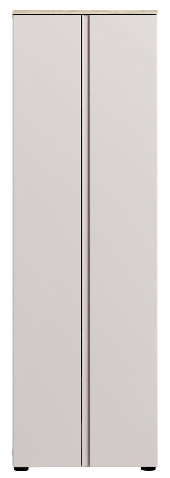 Moderner Garderobenschrank in heller Farbe, Frontalansicht