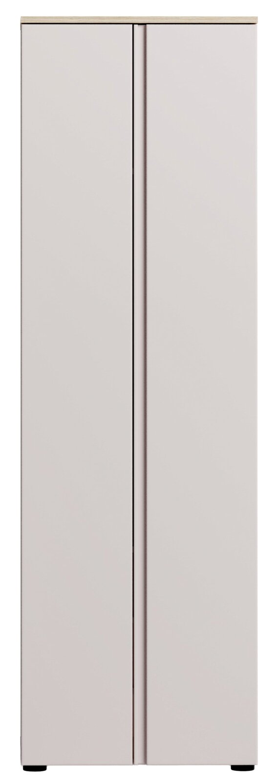 Moderner Garderobenschrank in heller Farbe, Frontalansicht