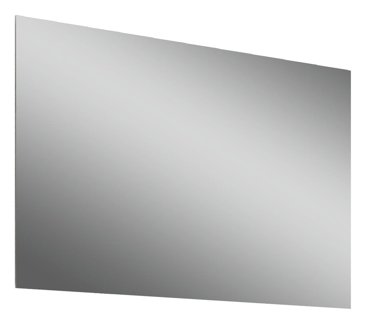 Rechteckiger Wandspiegel mit schlichter, rahmenloser Gestaltung, seitliche Perspektive