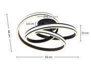 Moderne LED-Deckenleuchte mit geschwungenem Design, seitliche Perspektive