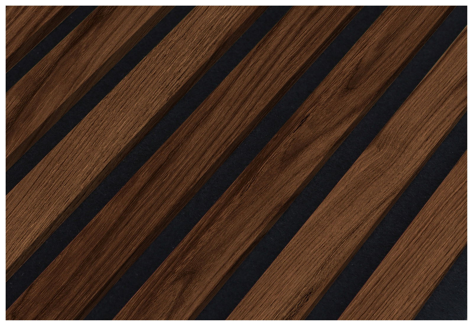 Dekoratives Paneel-Set mit diagonalen Holzstreifen auf dunklem Hintergrund, Draufsicht