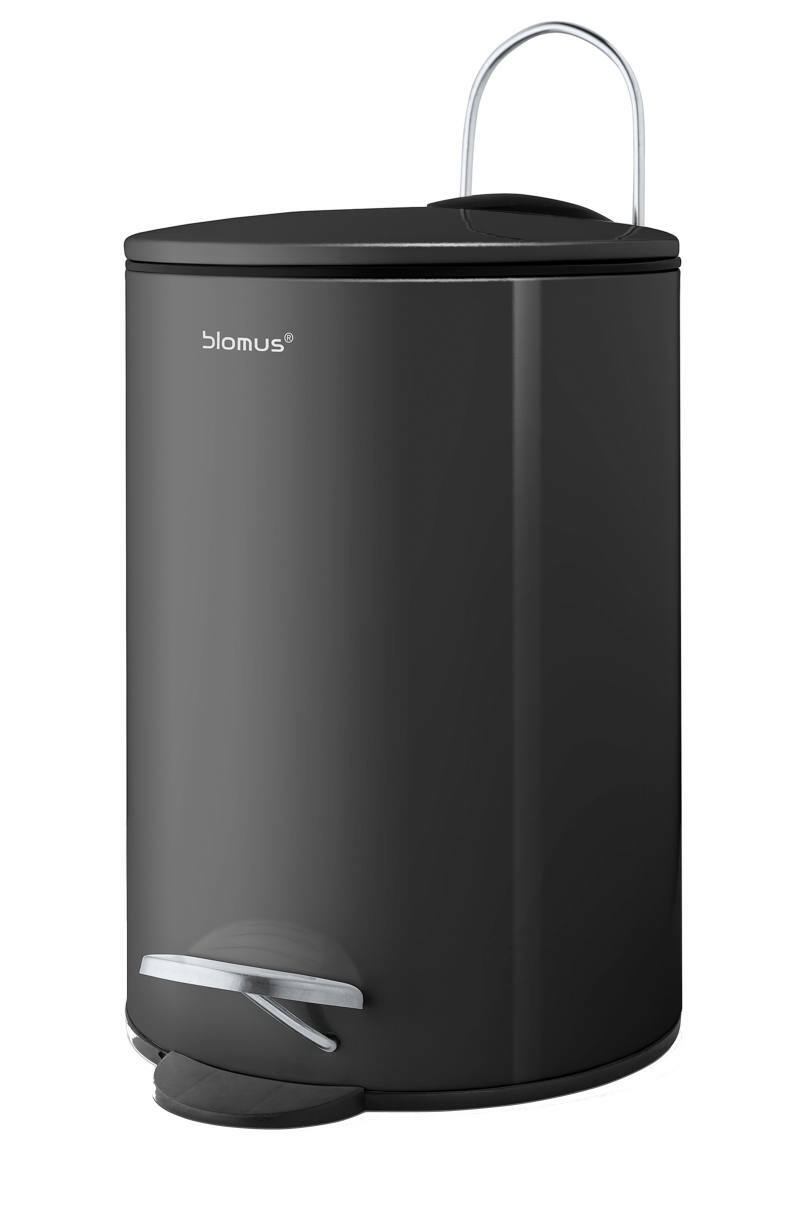 blomus Treteimer TUBO Schwarzer Treteimer TUBO mit Pedal, seitliche Perspektive