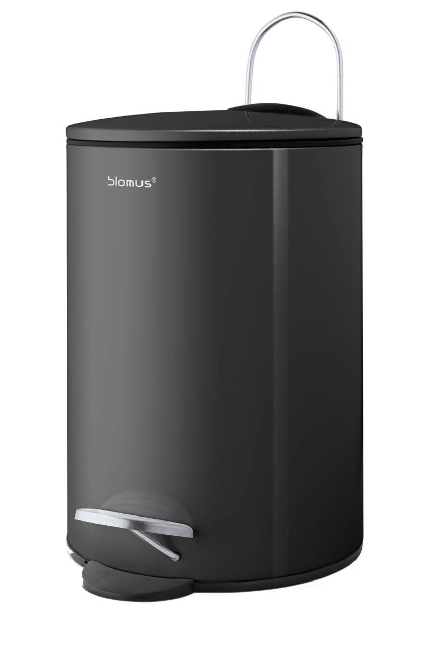 blomus Treteimer TUBO Schwarzer Treteimer TUBO mit Pedal, seitliche Perspektive