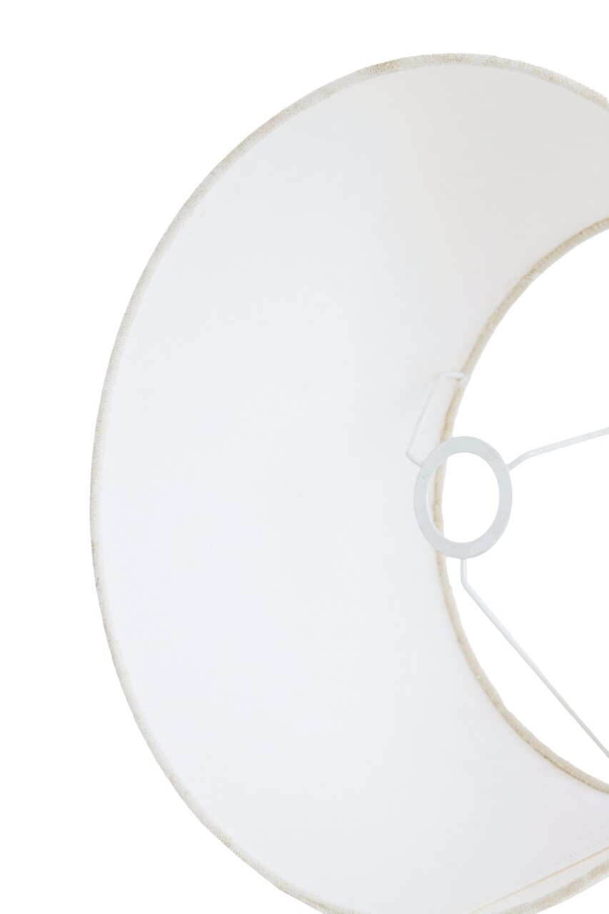 Light&Living Lampenkap Close-up van een witte, ronde lampenkap met draadframe, gezien van binnenuit.