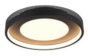 Moderne Deckenleuchte mit perforiertem Rand in schwarzer Farbe, seitliche Perspektive