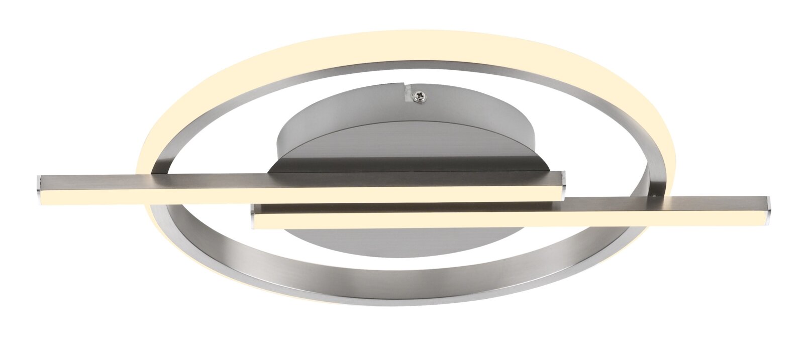 Moderne LED-Deckenleuchte mit kreisförmigem und linearem Design, seitliche Perspektive