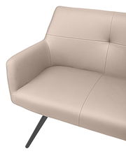 Beige Bank mit Metallbeinen, seitliche Perspektive