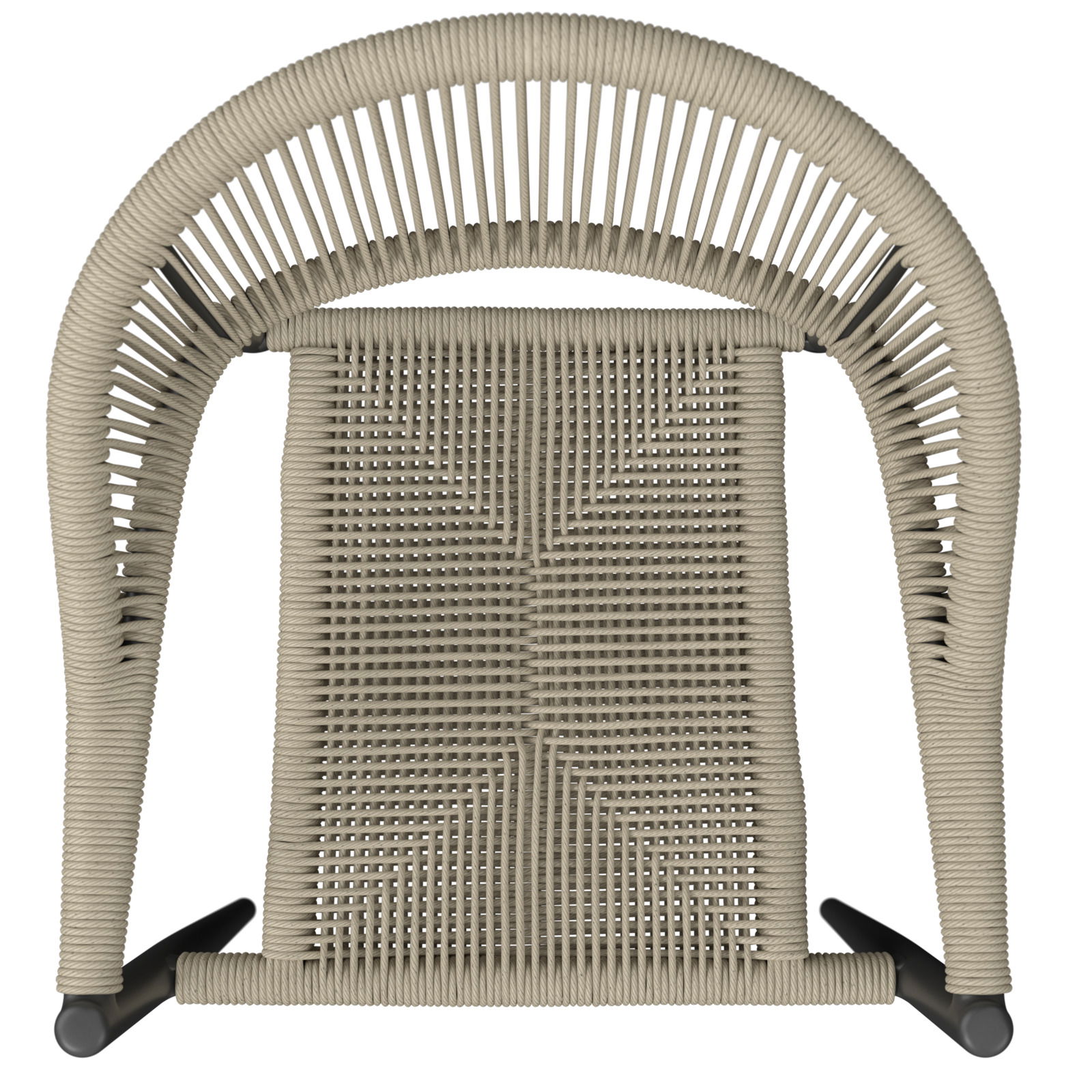 Stapelsessel aus geflochtenem Material, Ansicht von oben