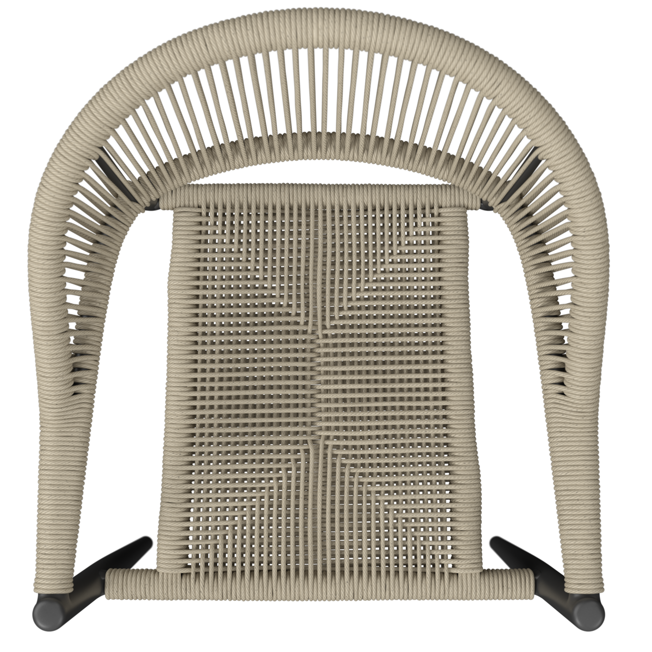 Stapelsessel aus geflochtenem Material, Ansicht von oben