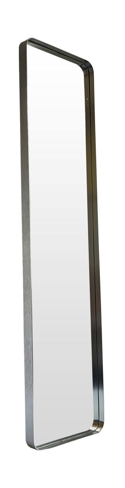 Rechteckiger Spiegel mit schwarzem Rahmen, seitliche Perspektive