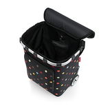 Carrycruiser Plus Dots mit buntem Punktmuster, geöffnete Ansicht von oben, zeigt Innenraum und Vordertasche.