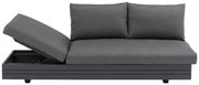 Graues 3-Sitzer Loungeelement mit verstellbarer Rückenlehne, seitliche Perspektive