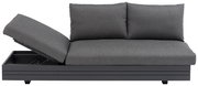 Graues 3-Sitzer Loungeelement mit verstellbarer Rückenlehne, seitliche Perspektive