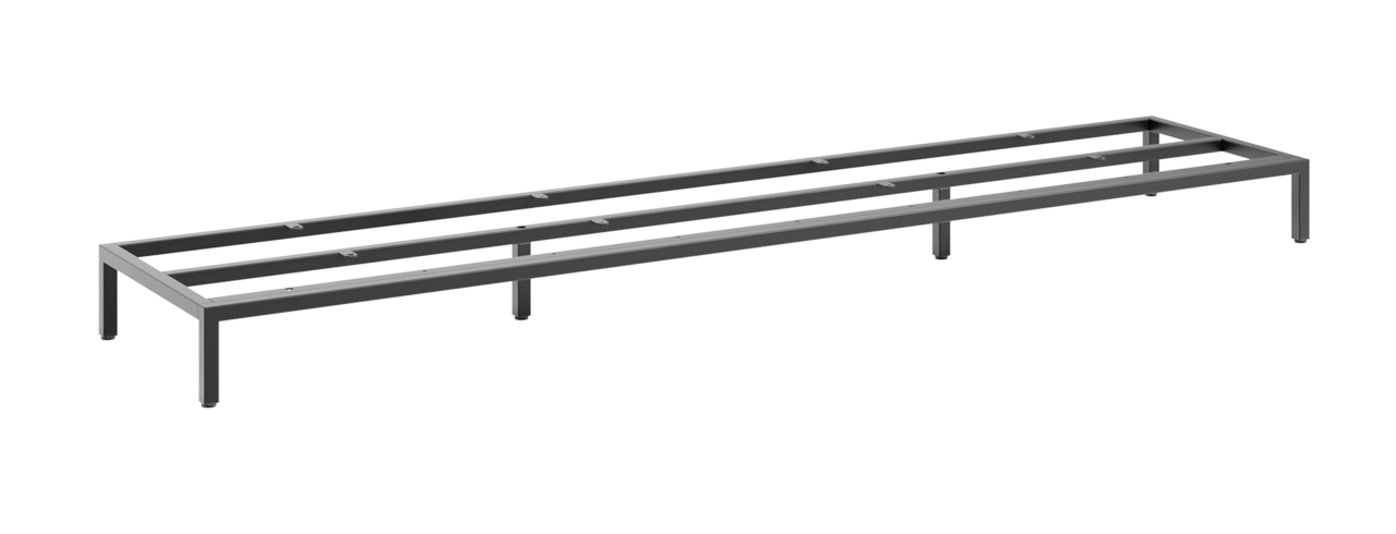 Novel metalen onderstel MALIN Metalluntergestell 180 in seitlicher Perspektive, rechteckige Form mit stabilen Metallstreben.