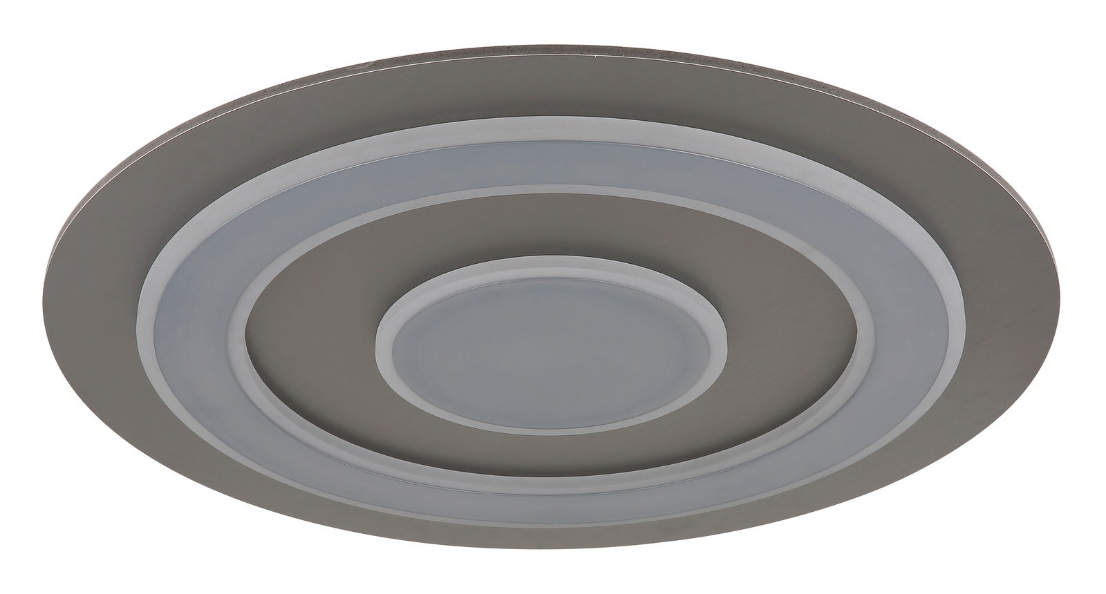 Moderne Deckenleuchte JAYDEN von Globo Lighting in seitlicher Perspektive, mit kreisförmigem Design und mehreren konzentrischen Ringen.