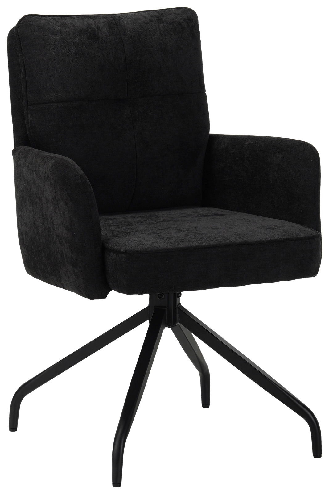 Z2 Armlehnstuhl NIKE Schwarzer Schwingstuhl mit Armlehnen und vierbeinigem Metallgestell, seitliche Perspektive