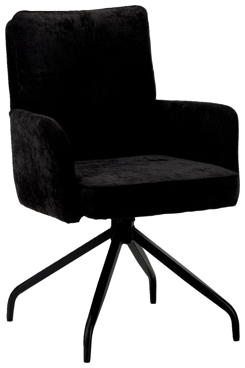 Z2 Armlehnstuhl NIKE Schwarzer Schwingstuhl mit Armlehnen und vierbeinigem Metallgestell, seitliche Perspektive