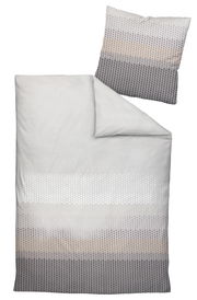 Bettwäsche-Set mit geometrischem Muster in Grau- und Beigetönen, Draufsicht