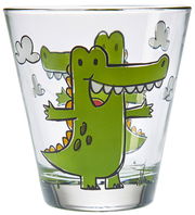 Kindertrinkglas mit fröhlichem Krokodilmotiv, Vorderansicht