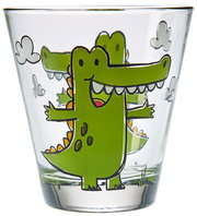 Kindertrinkglas mit fröhlichem Krokodilmotiv, Vorderansicht