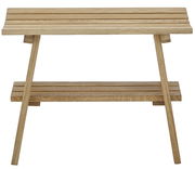 Garderobenbank aus Holz mit zwei Ebenen, frontal betrachtet