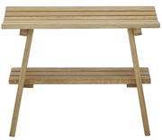 Garderobenbank aus Holz mit zwei Ebenen, frontal betrachtet