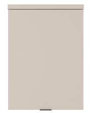 Frontansicht eines einfarbigen, beigen Aufsatzelements mit einer Tür.