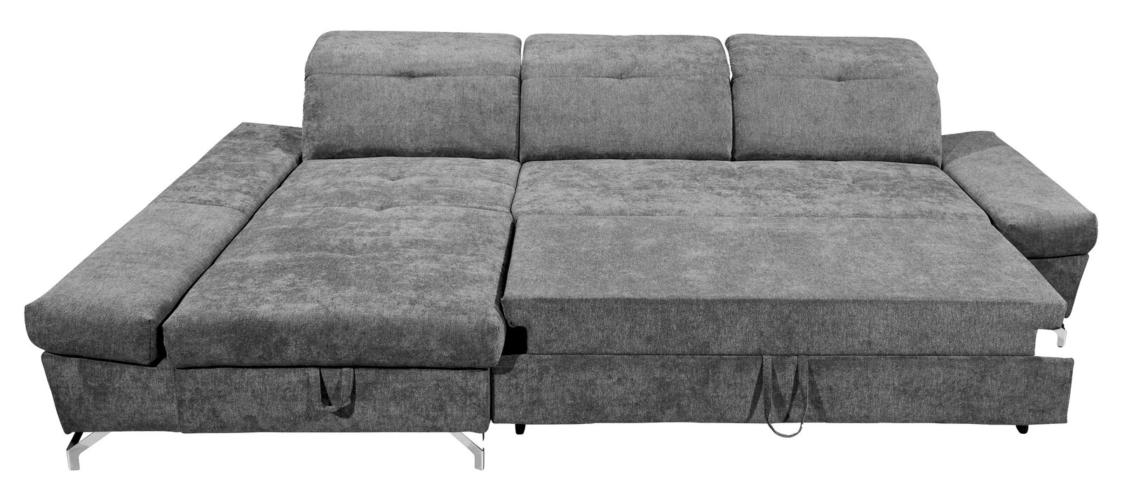 Graues Ecksofa mit Schlaffunktion, Vorderansicht