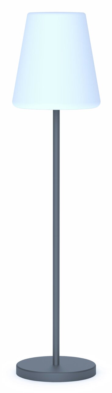 Stehlampe Lola Slim 120 in Anthrazit, frontal abgebildet mit schlichtem, modernem Design.