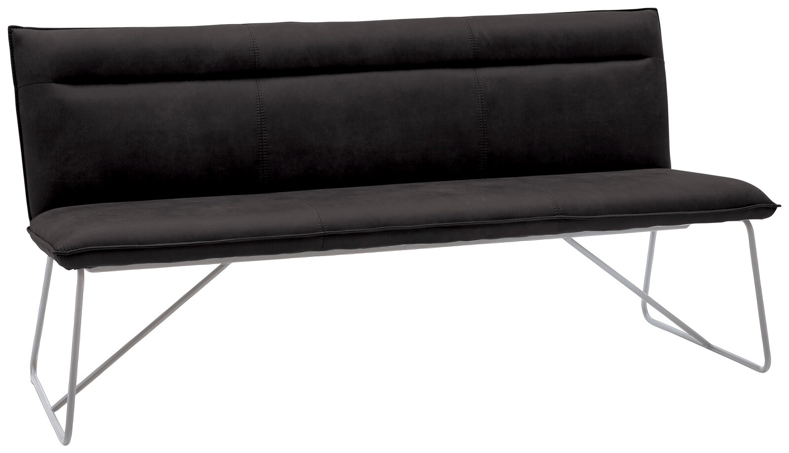 Valnatura Bank SCALA Moderne schwarze Bank mit Metallgestell, seitliche Perspektive