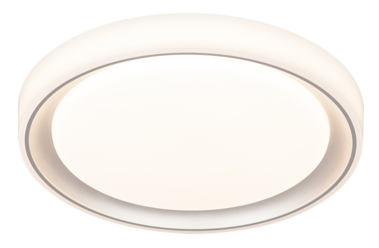 Novel LED-Deckenleuchte MIKA Runde LED-Deckenleuchte in Weiß, seitliche Perspektive